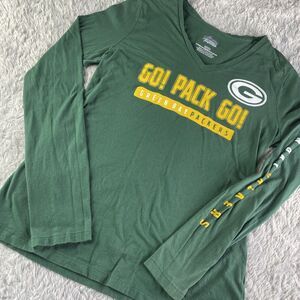 Green Bay Packers Shirt Womens Small Long Sleeve Tee Go Pack Go NFL Football